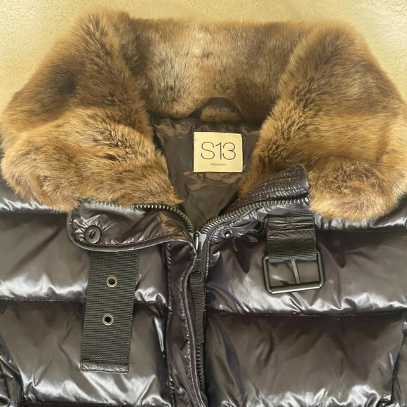 S13 NEW YORK Duck Down Feather Insulated Winter Black Puffer Parka Jacket Size:L - Picture 4 of 10